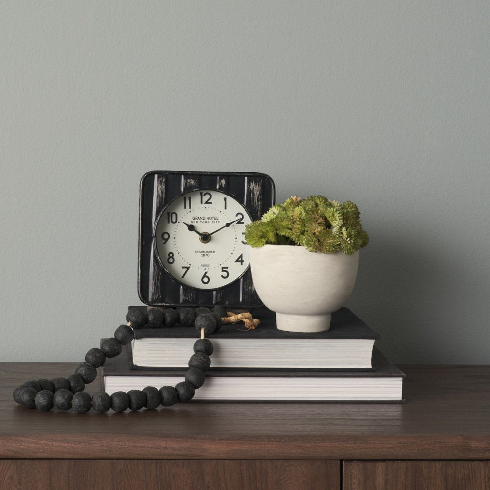 6" Black Metal Analog Round Wall Clock
