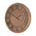 36" Brown Solid Wood Analog Round Wall Clock