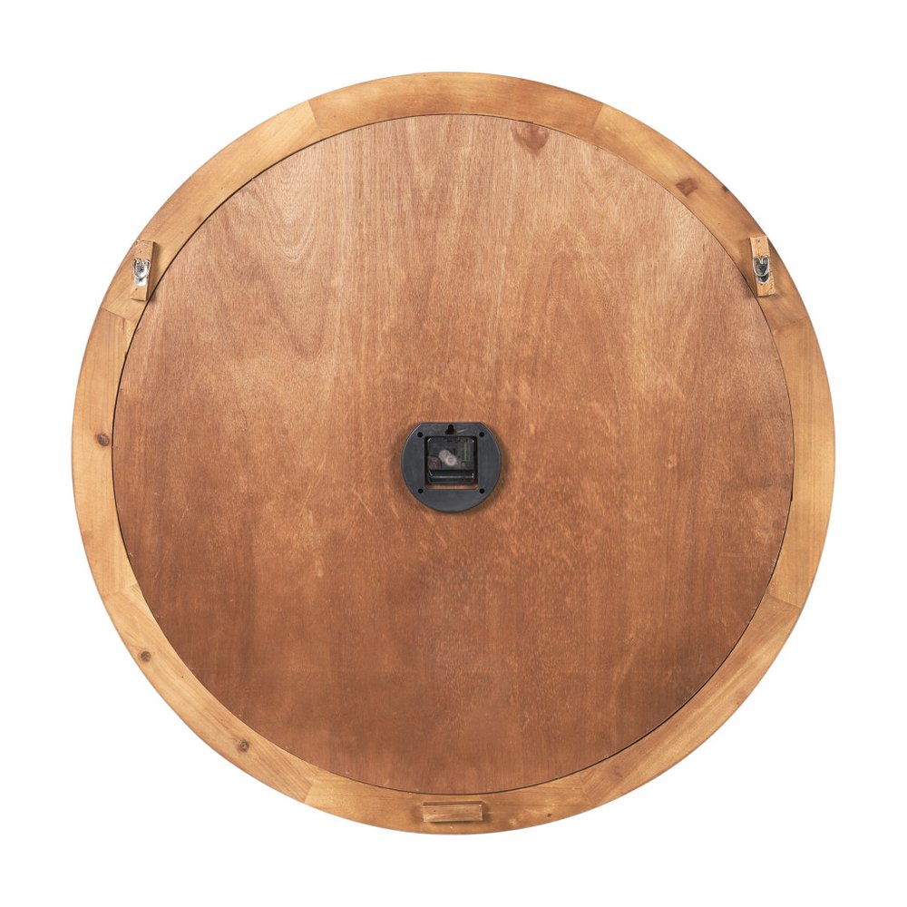 36" Brown Solid Wood Analog Round Wall Clock