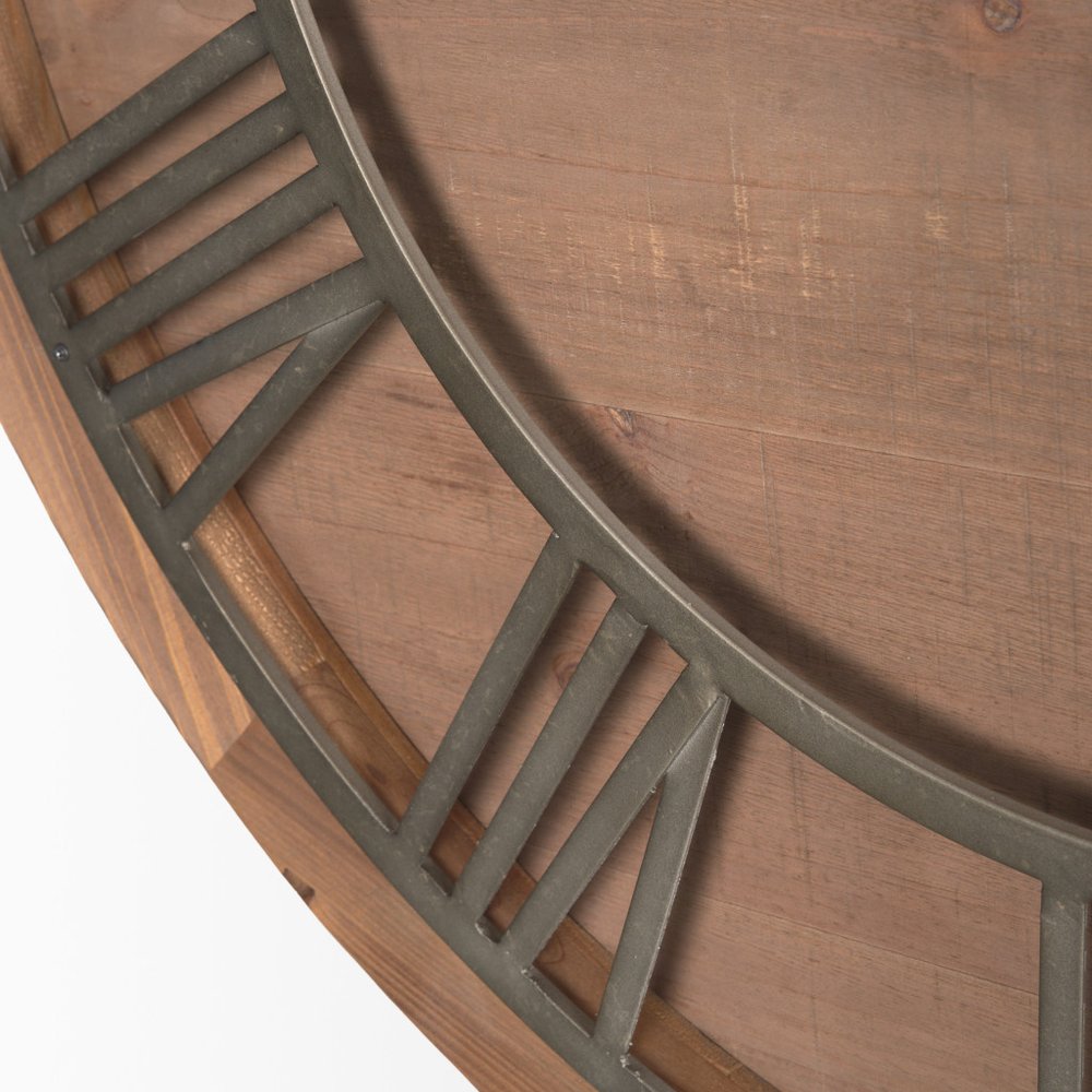 36" Brown Solid Wood Analog Round Wall Clock