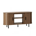 55" Brown Wood Fireplace TV Stand With Fireplace