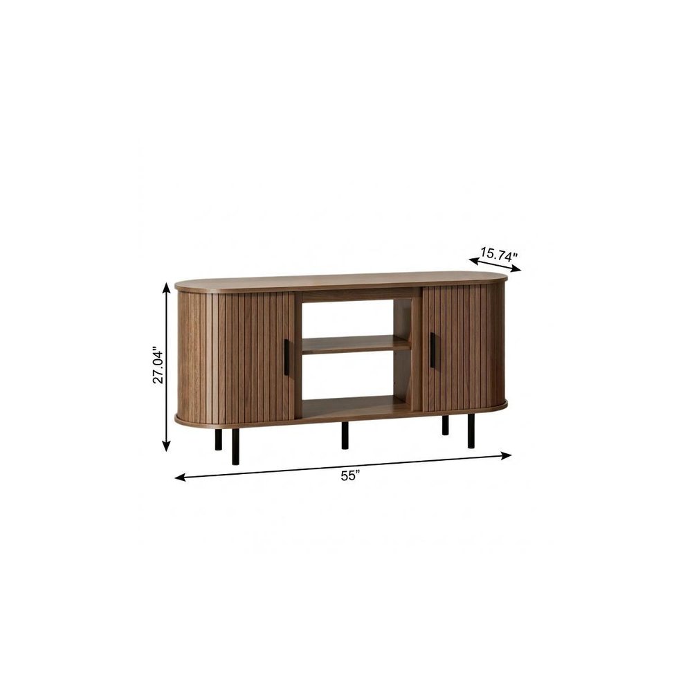 55" Brown Wood Fireplace TV Stand With Fireplace