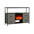 43" Black Wood Fireplace TV Stand With Fireplace