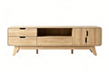 62" Beige Wood Enclosed and Open Storage TV Stand With Fireplace
