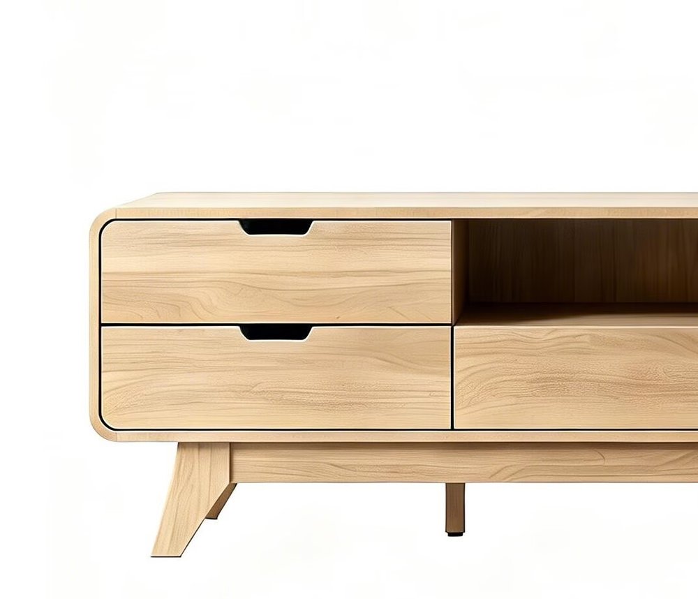 62" Beige Wood Enclosed and Open Storage TV Stand With Fireplace