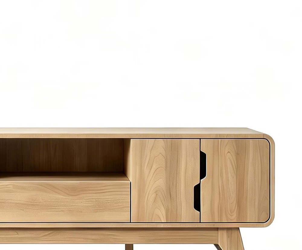 62" Beige Wood Enclosed and Open Storage TV Stand With Fireplace
