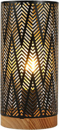 11" Black Metal Pierced Desk Lamp With Cylinder Shade