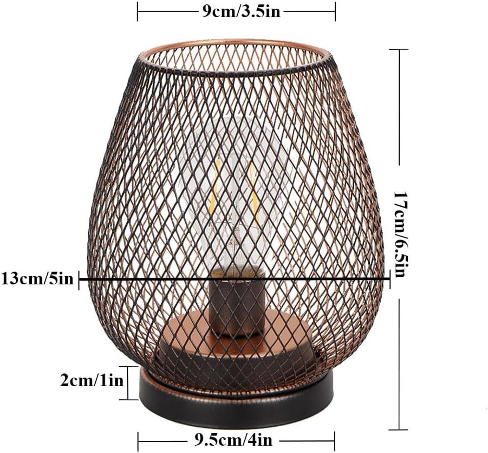 7" Brown Metal Pierced Novelty Desk Lamp With Novelty Shade