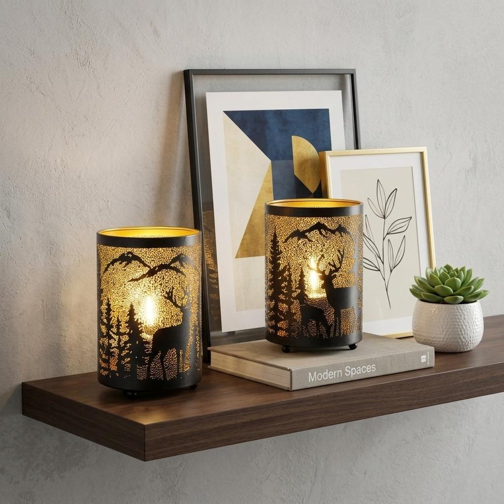 7" Brown Novelty Desk Lamp With Cylinder Shade