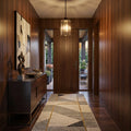 Ash Gray Crystal and Metal Mercury Glass Flush Chandelier With Gold Shades