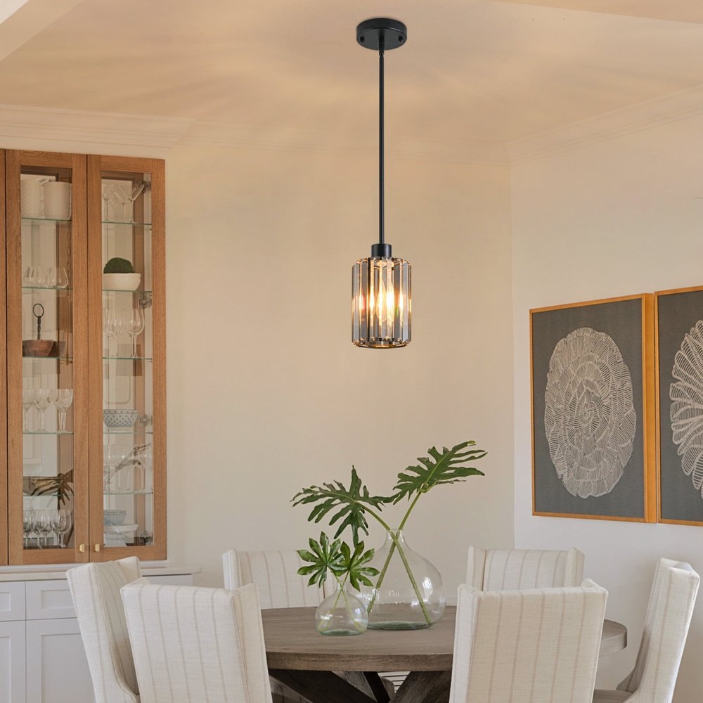 Ash Gray Crystal and Metal Mercury Glass Flush Chandelier With Gold Shades