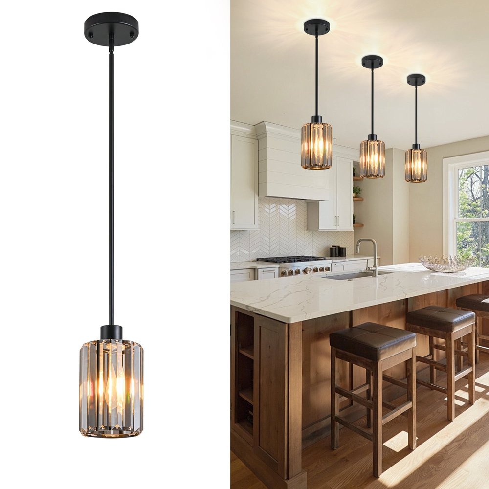 Ash Gray Crystal and Metal Mercury Glass Flush Chandelier With Gold Shades
