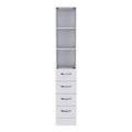 12" White Wood Freestanding Single Door Bathroom Vanity And Three Drawers