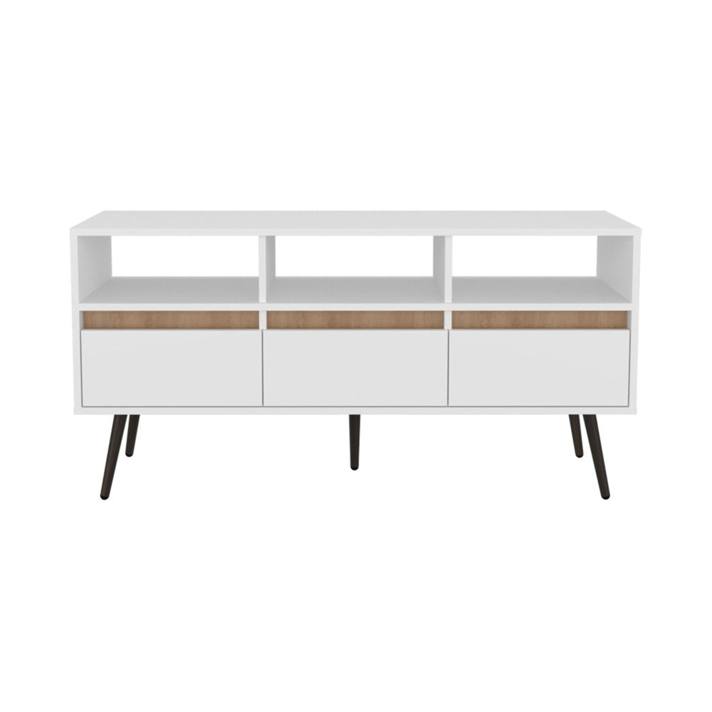 47" White Wood Open Shelving TV Stand
