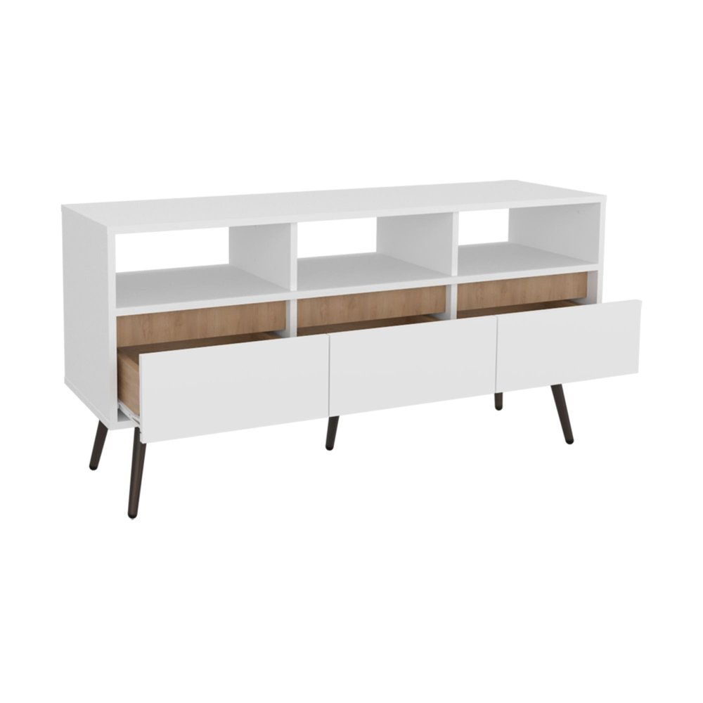 47" White Wood Open Shelving TV Stand