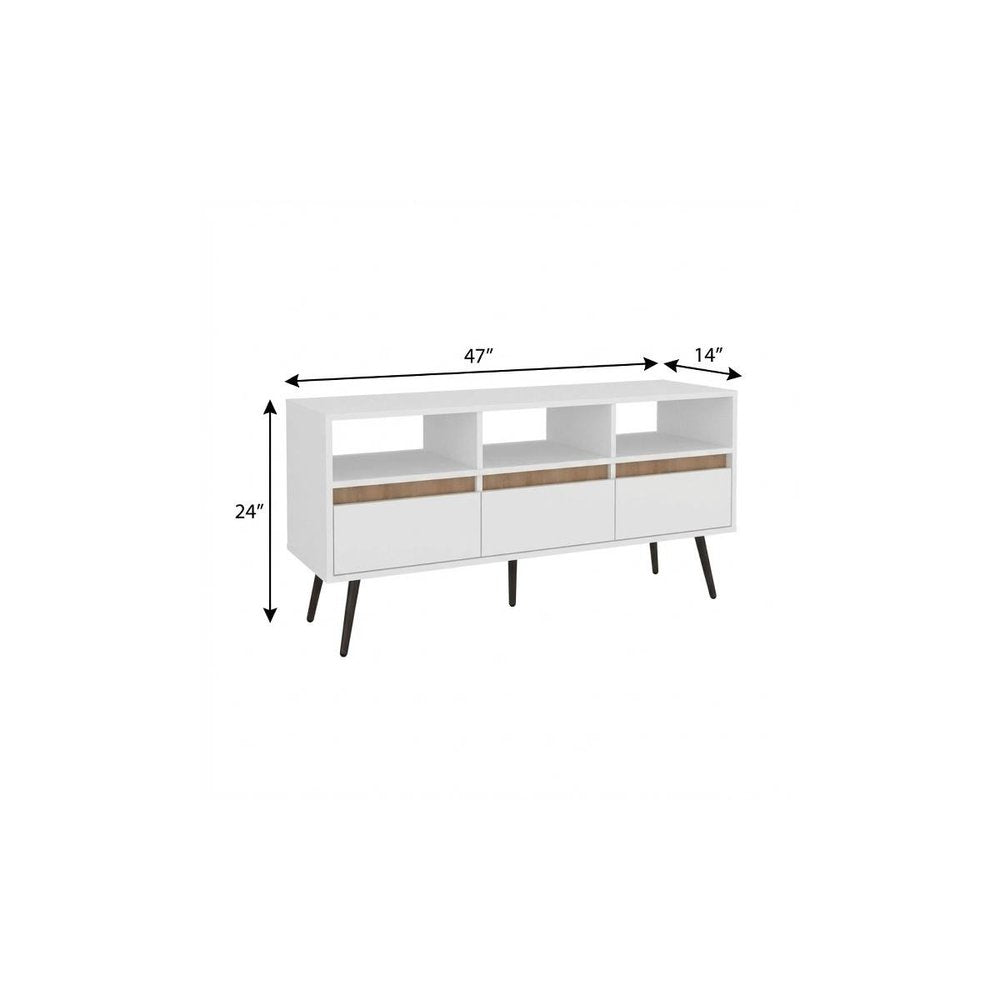 47" White Wood Open Shelving TV Stand