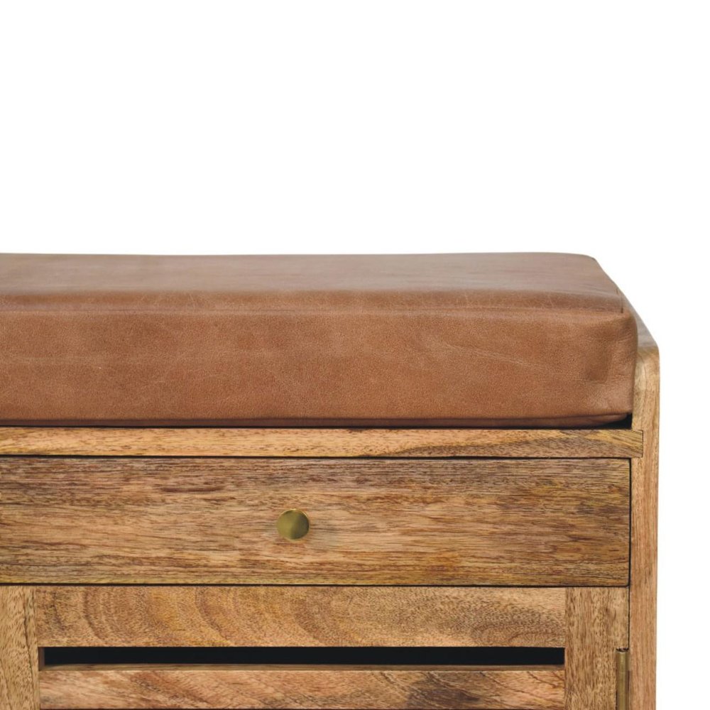 33" Brown Solid Wood Round Accent Cabinet With Single Door And Two Drawers