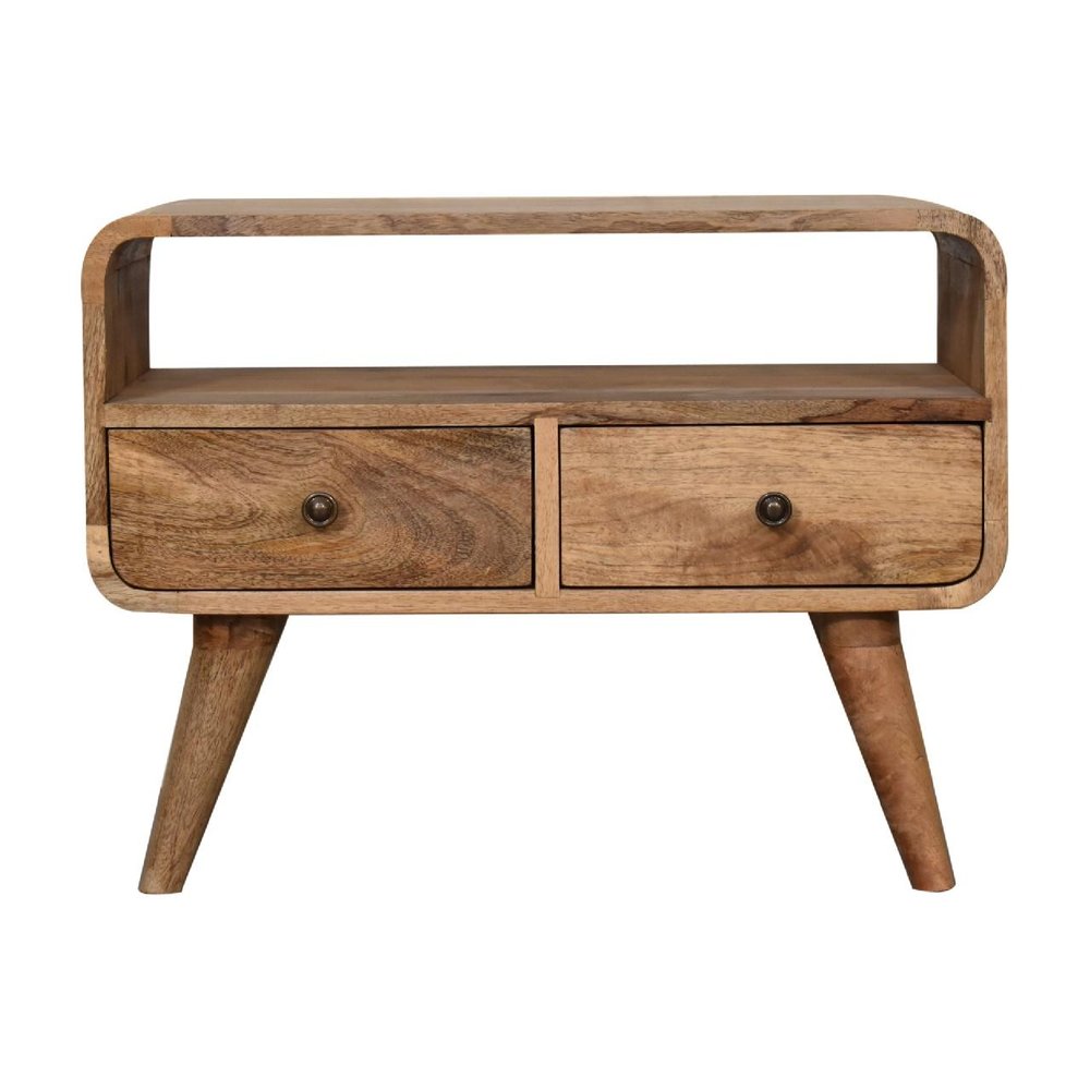 24" Brown Solid Wood Enclosed and Open Storage TV Stand