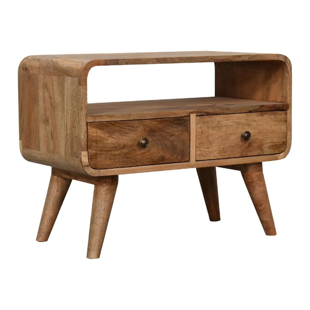 24" Brown Solid Wood Enclosed and Open Storage TV Stand