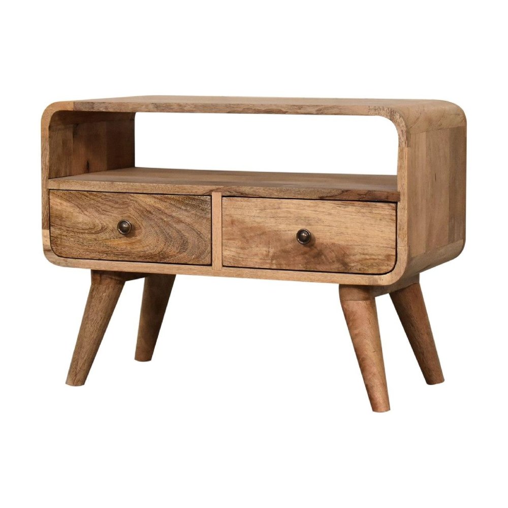 24" Brown Solid Wood Enclosed and Open Storage TV Stand