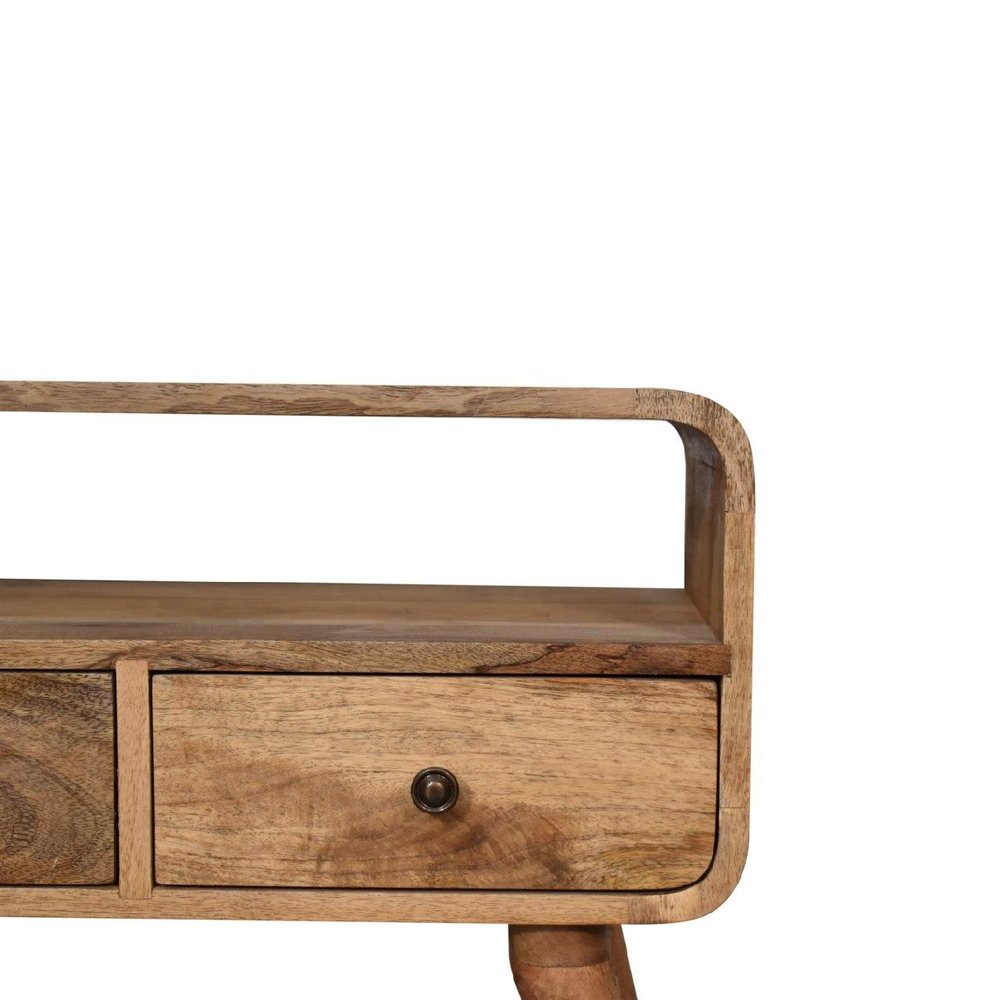 24" Brown Solid Wood Enclosed and Open Storage TV Stand