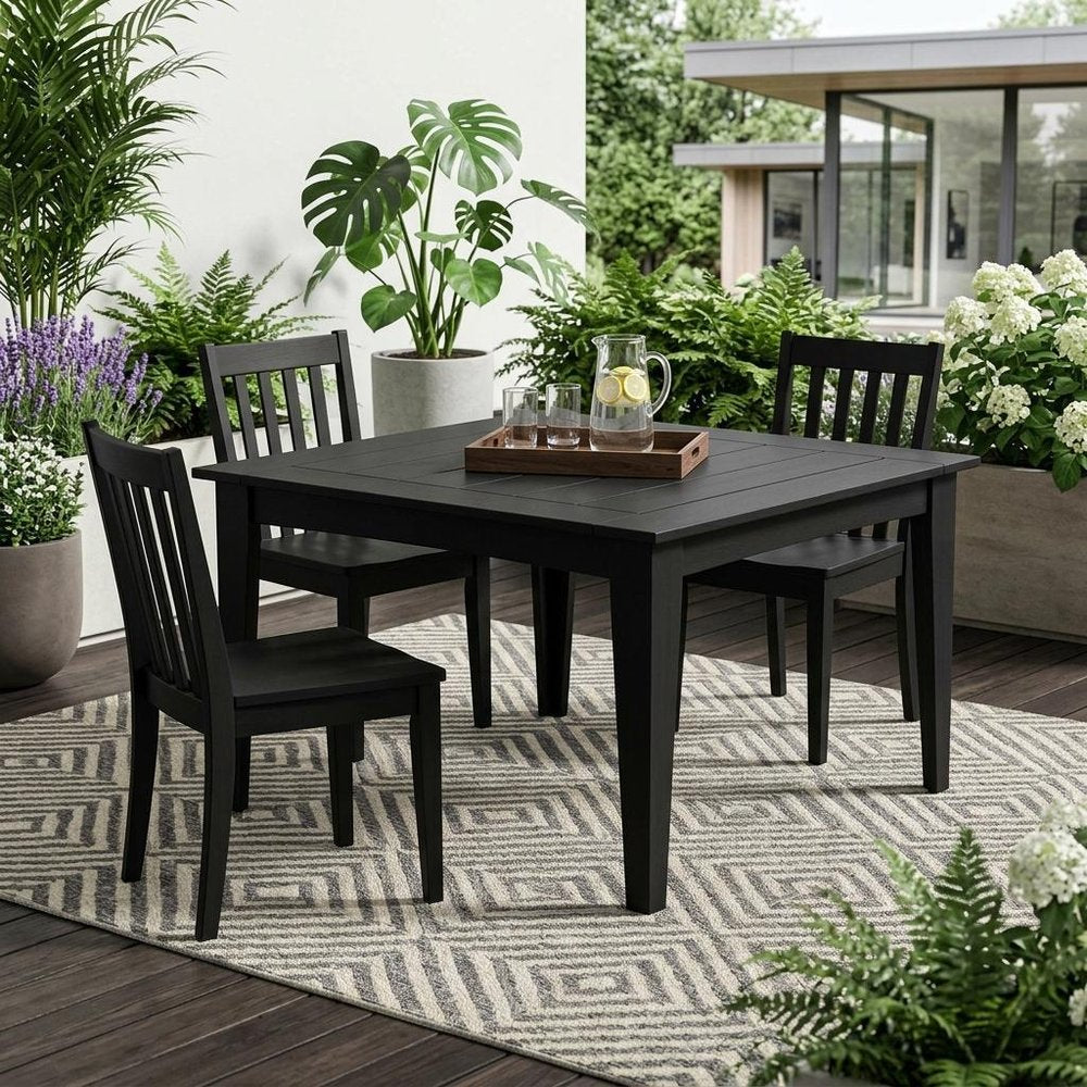 39" Black Heavy Duty Plastic Square Outdoor Dining Table