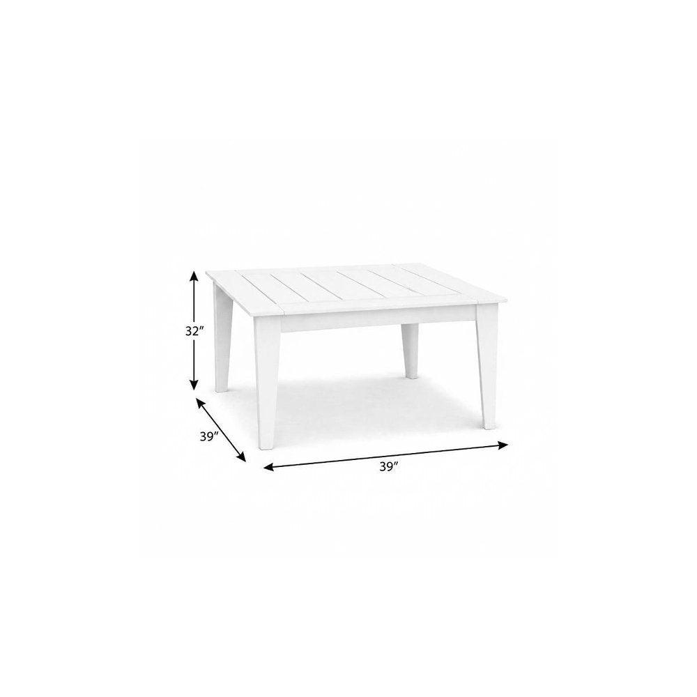 39" White Heavy Duty Plastic Square Outdoor Dining Table