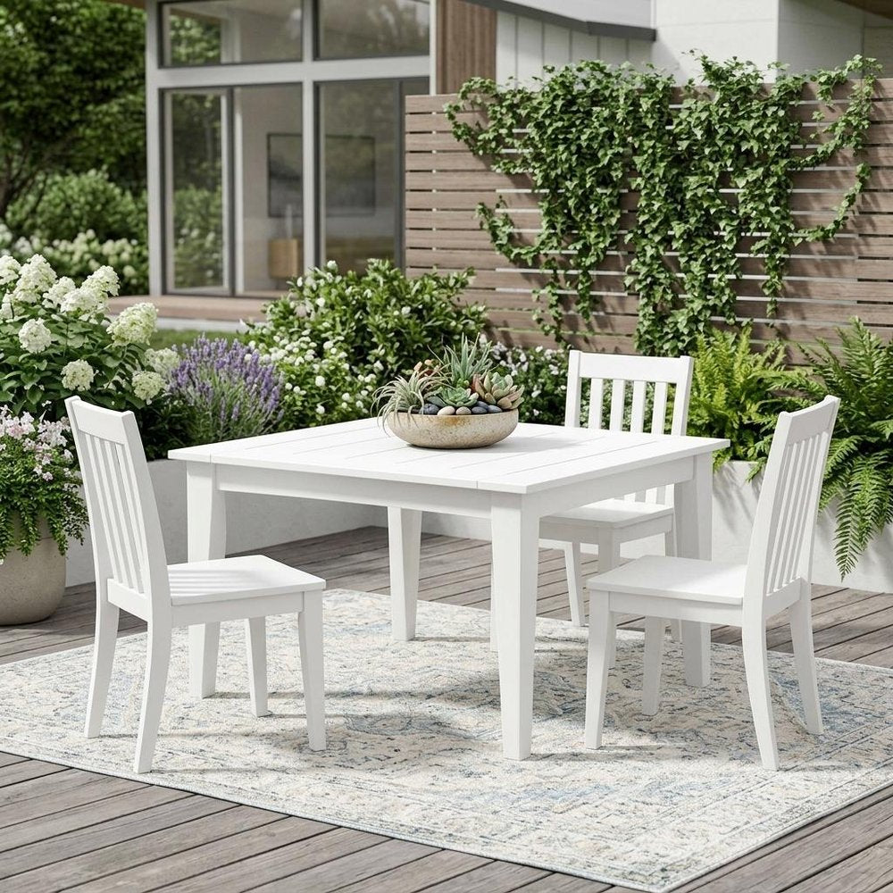39" White Heavy Duty Plastic Square Outdoor Dining Table