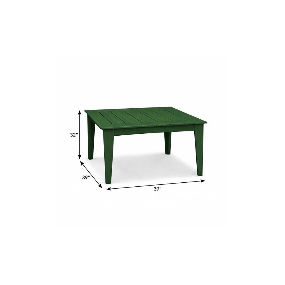 39" Green Heavy Duty Plastic Square Outdoor Dining Table