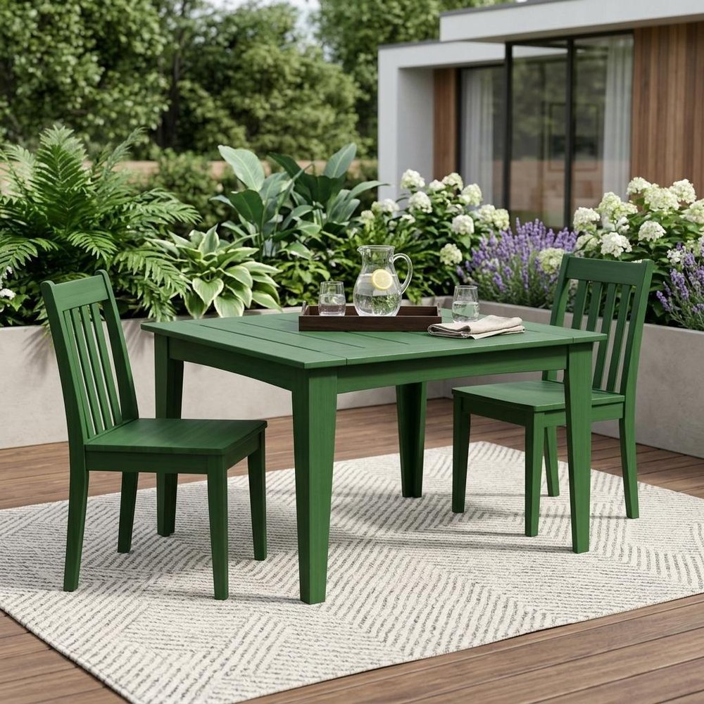 39" Green Heavy Duty Plastic Square Outdoor Dining Table