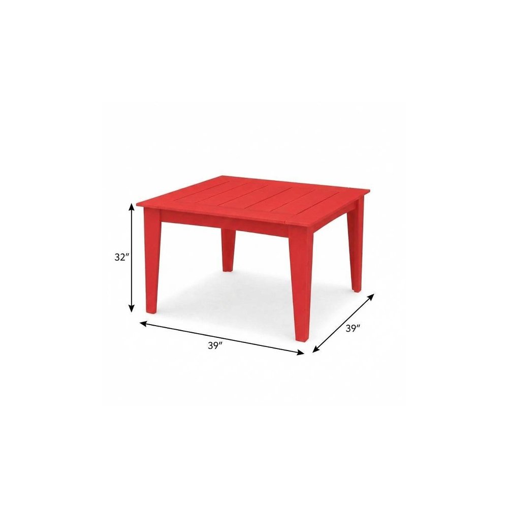 39" Red Heavy Duty Plastic Square Outdoor Dining Table
