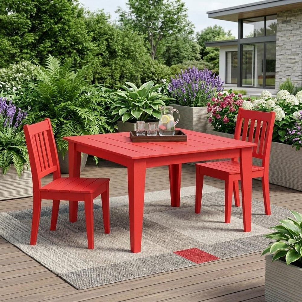 39" Red Heavy Duty Plastic Square Outdoor Dining Table