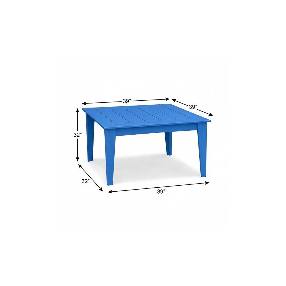 39" Blue Heavy Duty Plastic Square Outdoor Dining Table