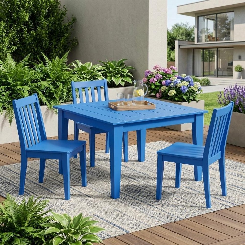 39" Blue Heavy Duty Plastic Square Outdoor Dining Table