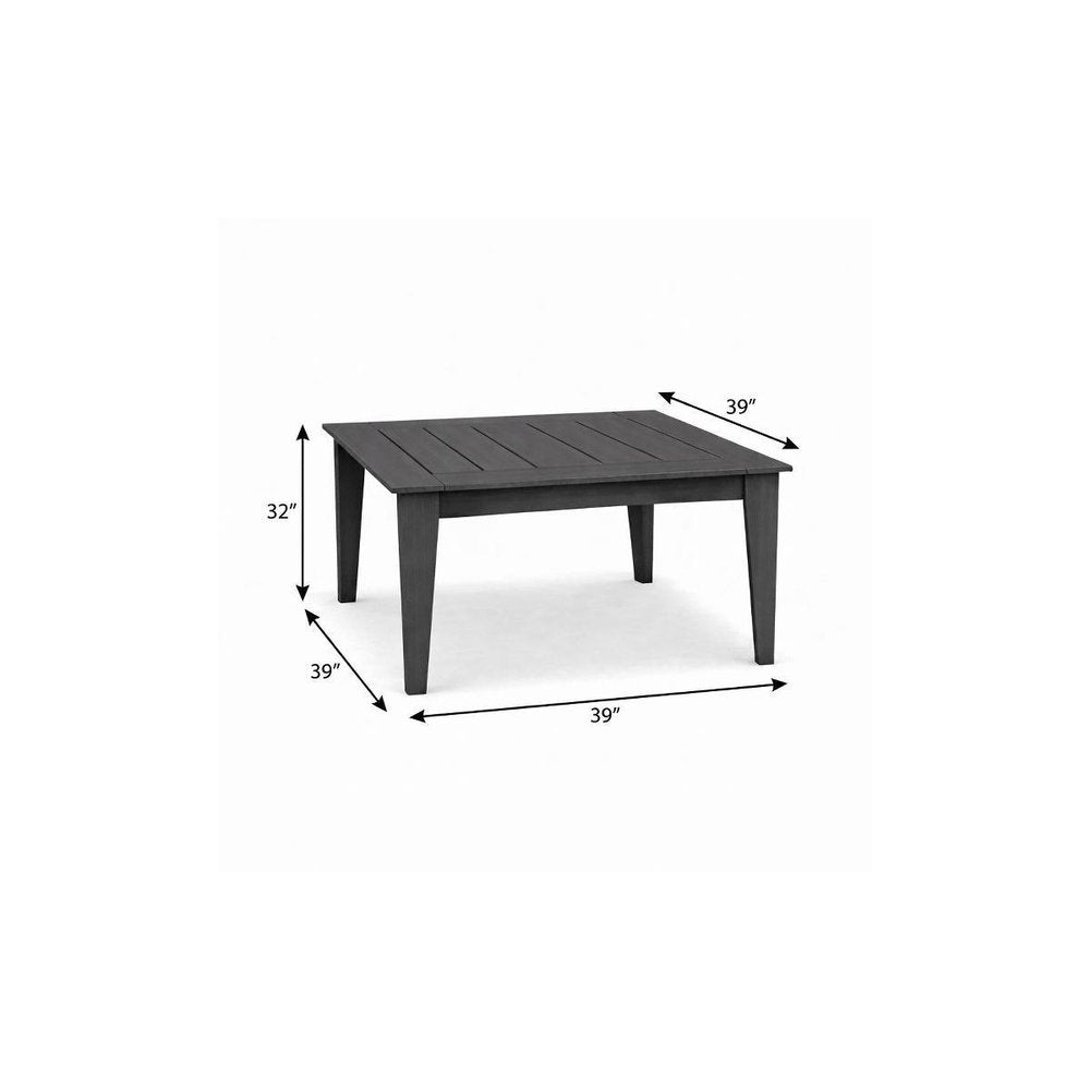 39" Dark Gray Heavy Duty Plastic Square Outdoor Dining Table