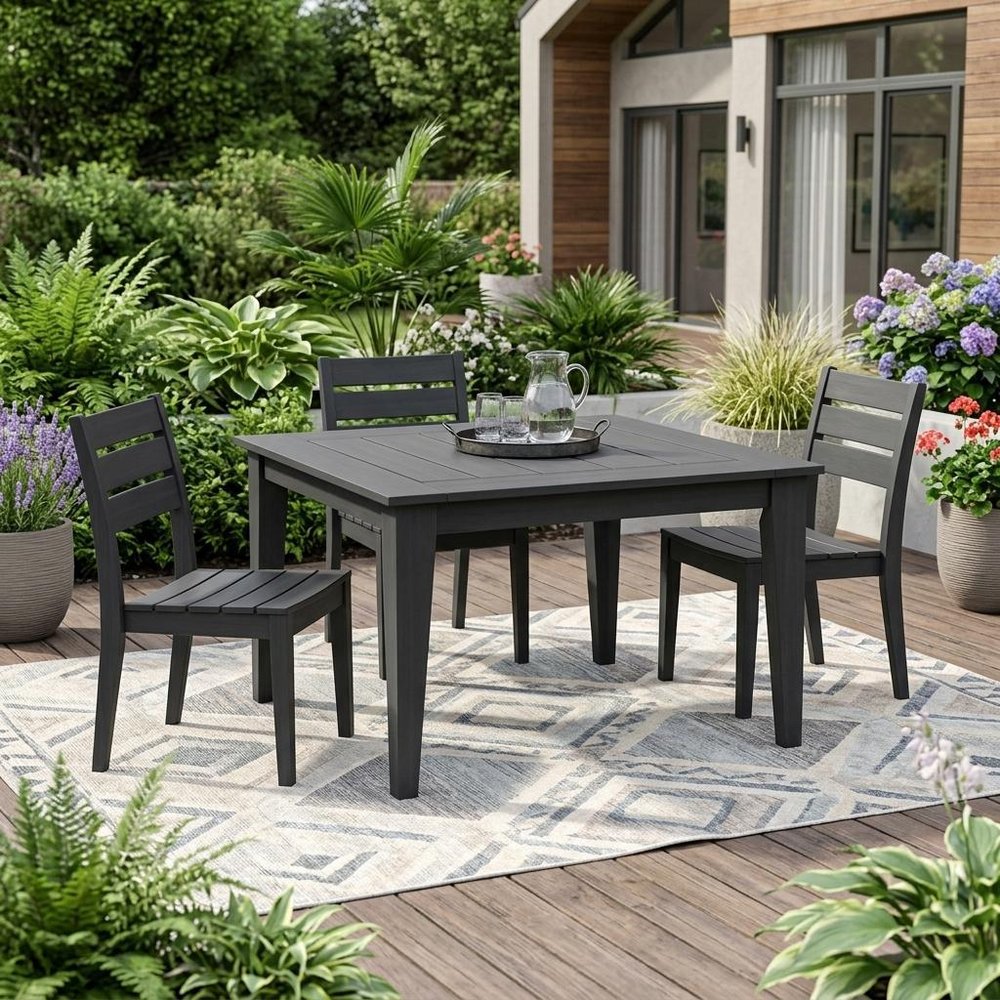 39" Dark Gray Heavy Duty Plastic Square Outdoor Dining Table