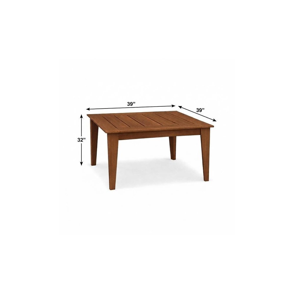39" Walnut Heavy Duty Plastic Square Outdoor Dining Table