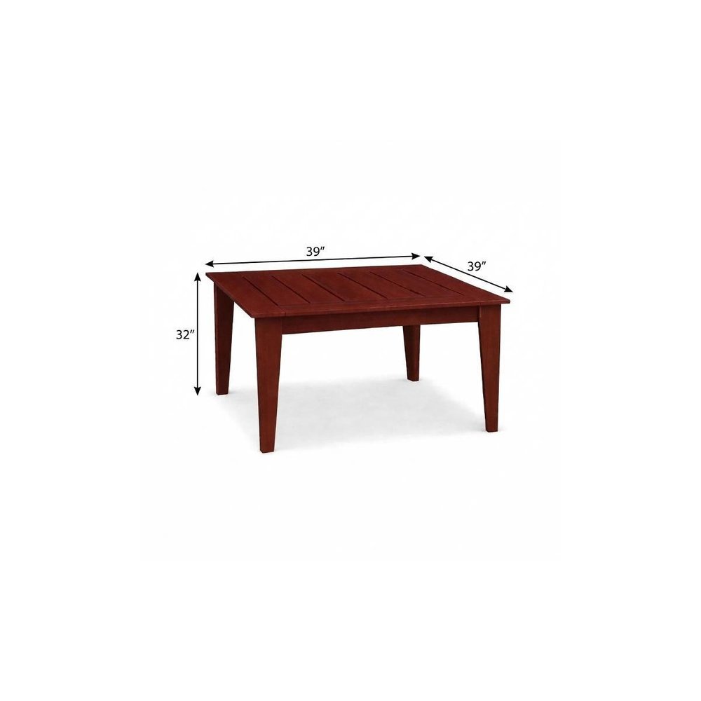 39" Mahogany Heavy Duty Plastic Square Outdoor Dining Table