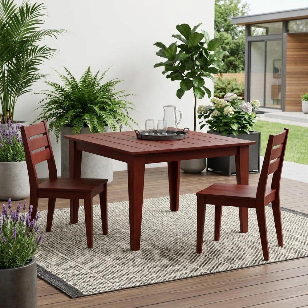 39" Mahogany Heavy Duty Plastic Square Outdoor Dining Table